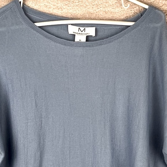 MAGASCHONI Wool Blend Sweater Blue Lightweight Longer Length XL Cozycore - Picture 2 of 12